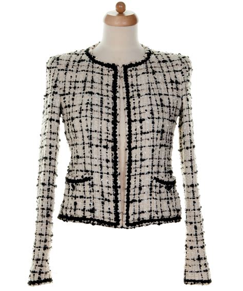 chanel black and white jacket|Chanel white tweed jacket.